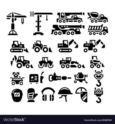 Set Icons Construction Equipment Royalty Free Vector Image