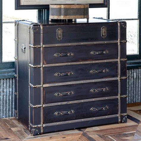 Travelers Chest With Drawers Antique Farmhouse