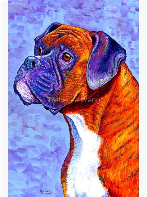Devoted Guardian Colorful Brindle Boxer Dog Art Print For Sale By