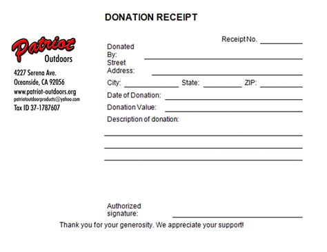 Charitable Donation Receipt Templates Free Sample Templates