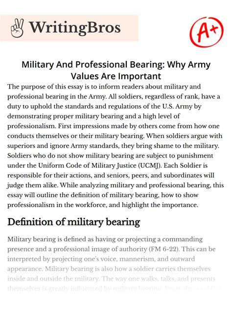Military And Professional Bearing Why Army Values Are Important Free