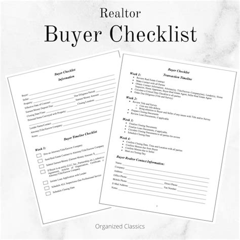 Buyer Checklist Real Estate Checklist Checklist For Real Etsy