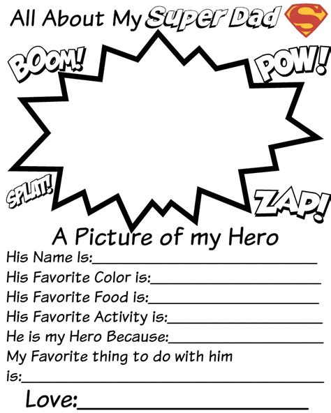 Free Fathers Day Printable For Kids Who Is Your Super Hero