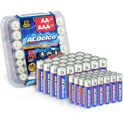 Acdelco Aa And Aaa Batteries 48 Count Combo Pack Alkaline Battery 24