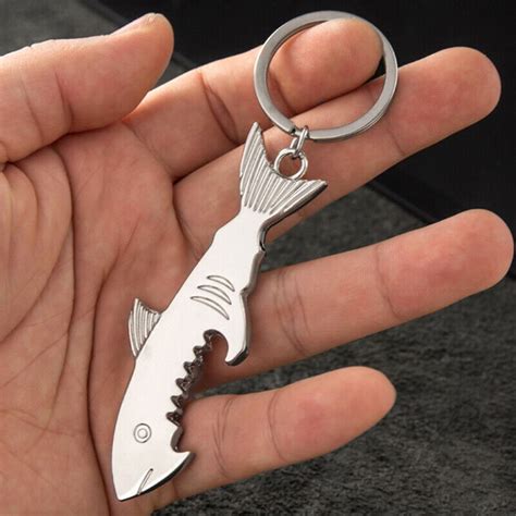 1pc Shark Bottle Opener Keychain Shaped Zinc Alloy Beer Bottle Opener