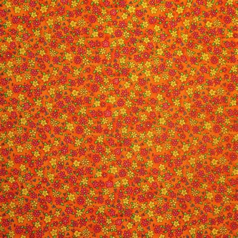 Orange Flower Fabric Orange Daisies Flower Fabric Cotton Etsy