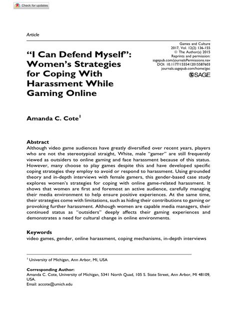 Womens Strategies For Coping With Harassment Pdf Sexual Harassment