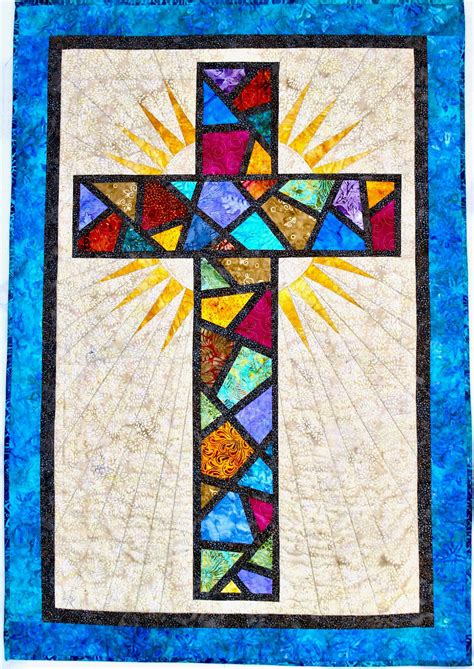 Stained Glass Cross Christian Cross Cross Quilt Pattern Etsy In