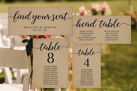 Printable Wedding Seating Plan Editable Template Find Your Etsy