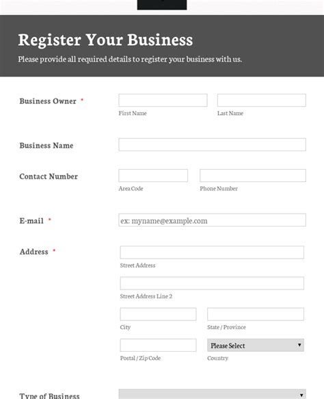Business Registration Form Template Jotform