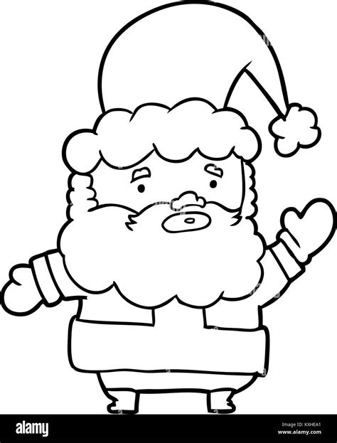 Line Drawing Of A Santa Claus Waving Stock Vector Image And Art Alamy