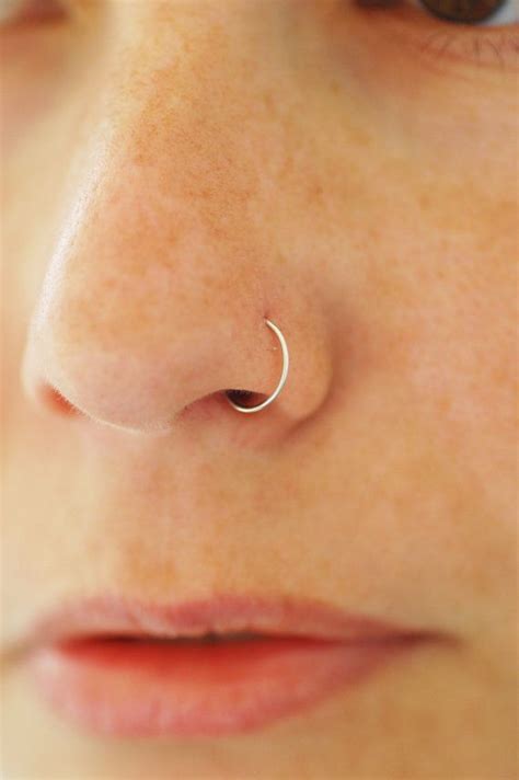 small gold nose hoop 22 gauge gold nose ring 14k gold nose ring silver nose ring simple