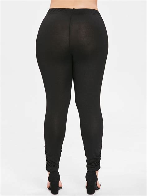 [40 off] 2020 plus size solid color leggings in black dresslily