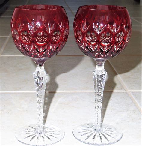 2 Ajka Florderis 8 Ruby Red Cased Glass Stems Goblets Etsy