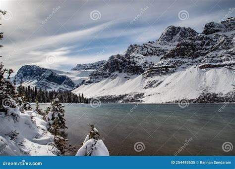 Lake Bow Lake Icefields Parkway Alberta Canada Stock Image Image
