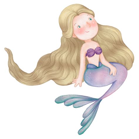 Watercolor Cute Mermaid Clipart Png 16626888 Png