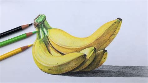 Learn how to draw realistic fruit with colored pencils. Bananas drawing in color pencils | realistic banana ...