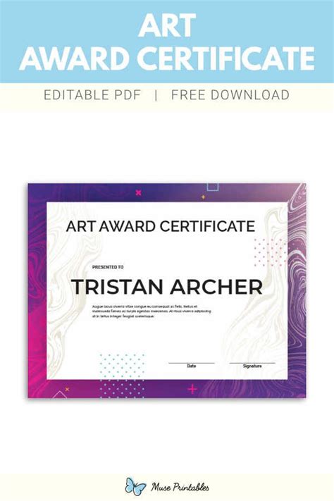 Free Art Award Certificate Template
