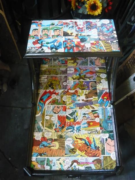 Tooka Table Mod Podge Comic Book To It Super Hero Table Mod Podge