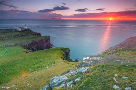 It was designed by david alan stevenson and was first lit on 1 november 1909. Seascape With Remote Neist Point Lighthouse At Sunset Isle ...