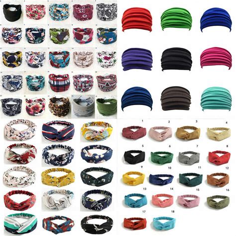 Womens Ladies Wide Elastic Turban Head Wraps Headbands Sports Yoga Hair