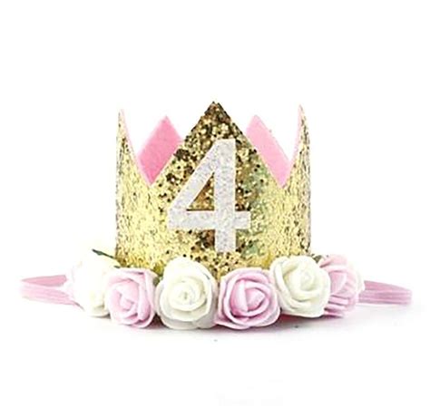 Girl First Birthday Decor 1st Flower Party Crown One 2nd Three Year Old