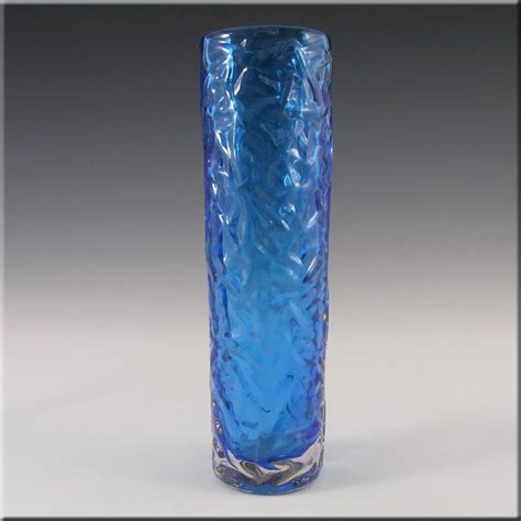 Tajima Japanese Best Art Glass Textured Blue Cased Glass Vase Glass