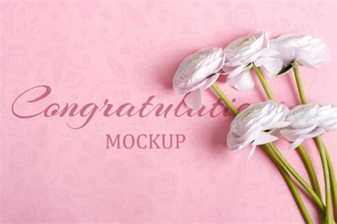 Flowers Pink Congrats Mockup Graphic By Yumyart · Creative Fabrica