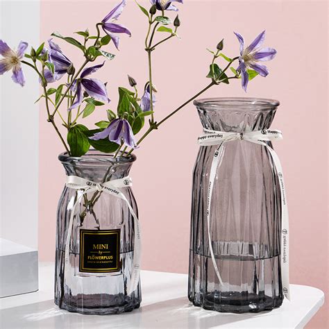 【两个装】花瓶北欧欧式摆件客厅透明玻璃简约水养插花干花器鲜花 虎窝淘
