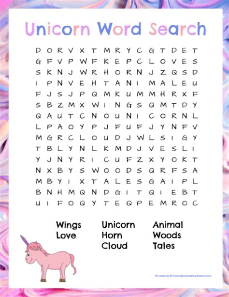 Unicorn Word Search Free Printable Download Puzzld Unicorn Wordsearch