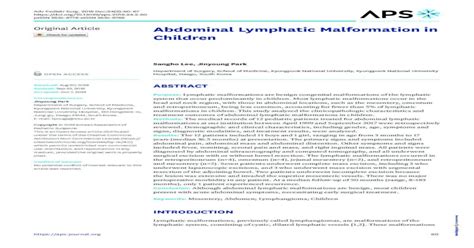 Original Article Abdominal Lymphatic Malformation In Children · The