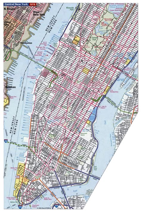 Detailed Road Map Of Manhattan Nyc Manhattan Detailed Road Map