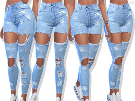 Ripped Denim Jeans 049 By Pinkzombiecupcakes At Tsr Sims 4 Updates