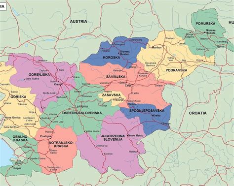 Slowenien karte zeigt die umliegenden l?nder mit internationalen grenzen, grenze gemeinden zusammen mit ihren hauptst?dten und der bundeshauptstadt. Slowenien politische Landkarte - Karte von Slowenien die ...