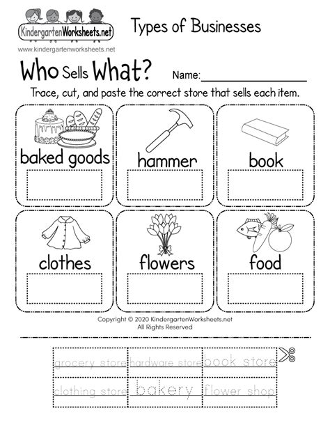 These worksheets will help them to stay engaged, allowing them to become more enriched in their understanding of the world around them. Types of Businesses Worksheet - Free Kindergarten Learning ...