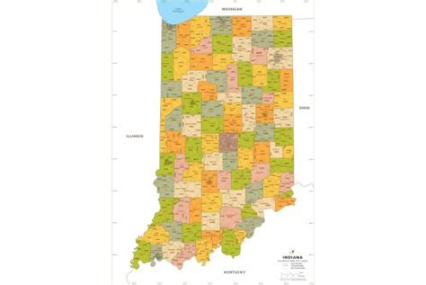 Buy Printed Indiana Zip Code Map With Counties