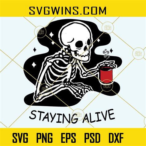 Skeleton Drinking Coffee Svg Skull Halloween Svg Death Drinking