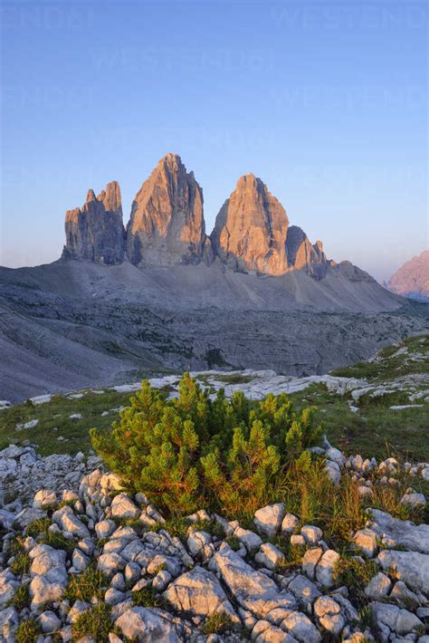 Italy Sexten Dolomites Tre Cime Di Lavaredo At Sunrise
