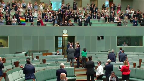 the moment australia s parliament broke into song after legalizing same sex marriage youtube