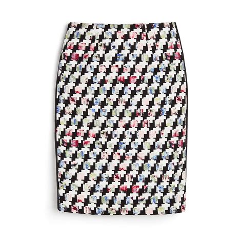 flourishing florals and houndstooth give this classic pencil skirt a modern touch whbm