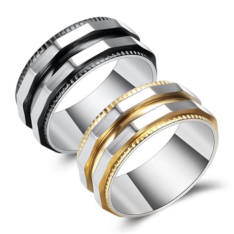 Fashion Men Stainless Steel Ring Unique Irregular Titanium Steel Ring