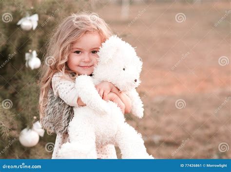 Cute Baby Girl Holding Bear Toy Stock Image Image Of Enjoyment Baby