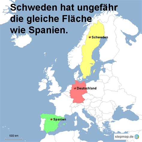 Spain — sweden' is replaced by the following. Schweden hat ungefähr die gleiche Fläche wie Spanien von ...