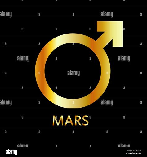 Zodiac And Astrology Symbol Of The Planet Mars In Gold Colors