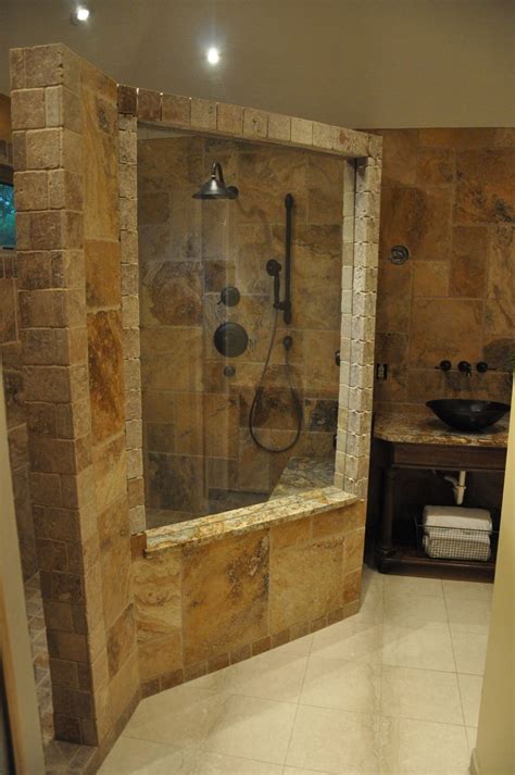 Metal and glass tile blends. 30 cool ideas and pictures of natural stone bathroom ...