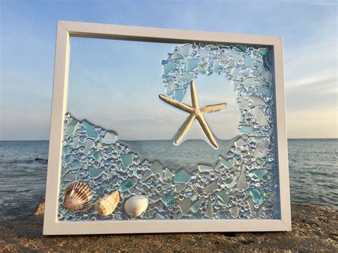 Aqua Marine Wave Sea Glass Art Beach Decor 15 X 13 With Images Glass Art Pictures Sea