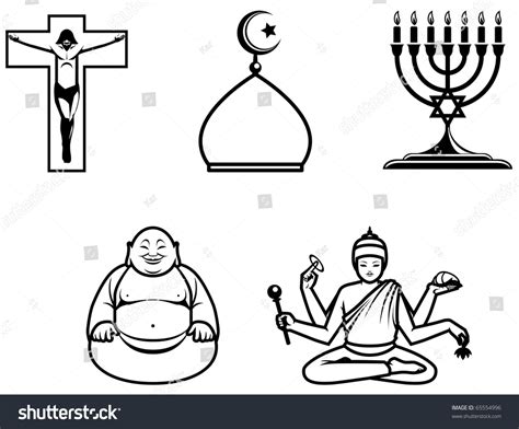 Religious Symbols Of 5 Main World Religions Stock Photo