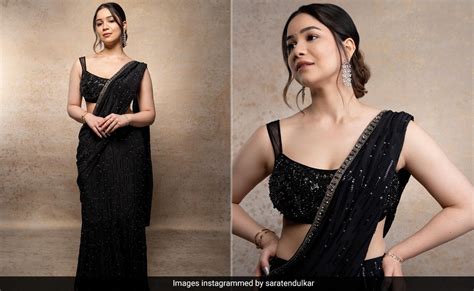 Sara Tendulkars Embellished Black Saree Is A Sassy Spin On Ethnic