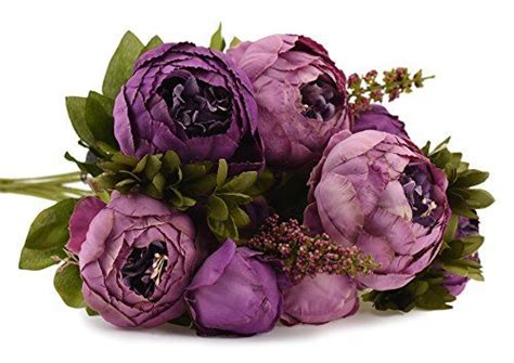 Fiveseasonstuff 1 Bouquet Of Purple Peony Silk Artificial