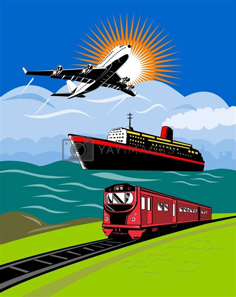 Airplane Boat And Train By Patrimonio Vectors And Illustrations Free